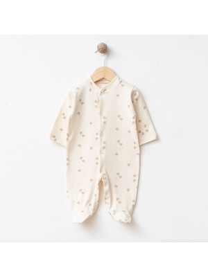 Esya Baby 1071EB – Mushroom Dream Unisex Patikli Bebek Tulum | Bej Yenidoğan Tulum