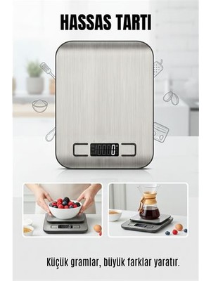 SHC4200 Dijital Hassas Mutfak Tartısı 10KG/1G - Paslanmaz Çelik Profesyonel Kuyumcu ve Diyet Terazisi