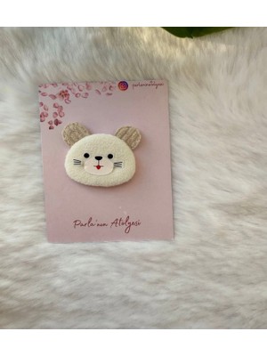 Parla'nın Atölyesi 0-3 Yaş Az Saçlı ve Saçsız Bebek Tokası Krem Ayı