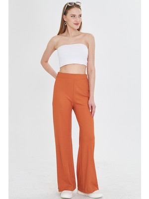 Armonika Kadın Turuncu Beli Lastikli Palazzo Pantolon ARM-25Y001026
