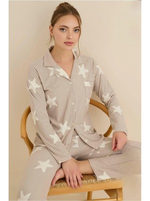 Yıldız Desenli Luxury Soft Kadın Pijama Takımı
