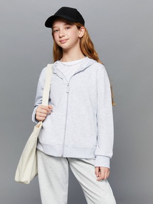 Lc Waikiki Yeni Sezon Kapüşonlu Basic Uzun Kollu Kız Çocuk Fermuarlı Sweatshirt