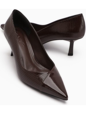 Limoya Elly Kahve Kadın Ince Topuklu Ayakkabı