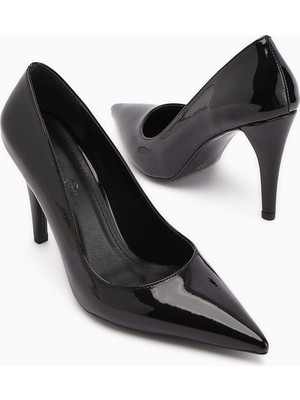 Limoya Nancy Siyah Rugan Kadın Topuklu Ayakkabı Stiletto