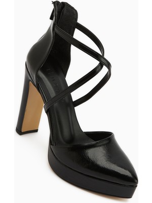 Limoya Naomi Siyah Kemerli Platform Topuklu Kadın Ayakkabı