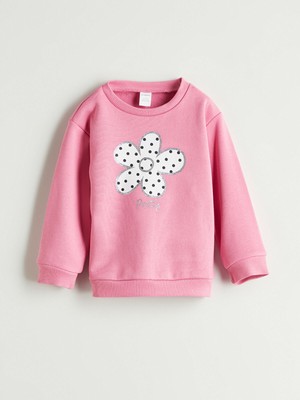 Lc Waikiki Yeni Sezon Bisiklet Yaka Baskılı Kız Çocuk Sweatshirt