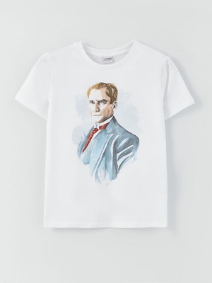 Lc Waikiki Yeni Sezon Bisiklet Yaka Atatürk Baskılı Kısa Kollu Erkek Çocuk Tişört