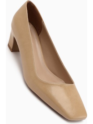 Limoya Jelina Bej Kalın Topuklu Kadın Ayakkabısı