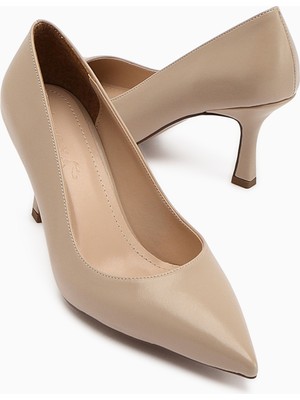 Limoya Leoni Bej Kadın Topuklu Ayakkabı