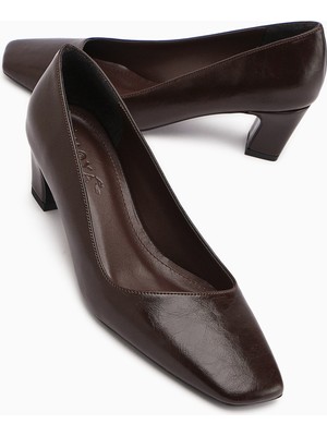 Limoya Jelina Kahve Kalın Topuklu Kadın Ayakkabısı