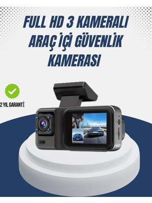 Novytech 1080P Üç Kameralı Araç Kamerası Wi-Fi Destekli Park Modu ve G-Sensörlü