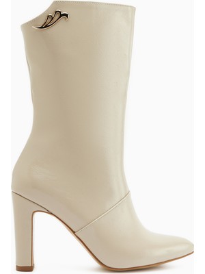 Limoya Aria Bej Topuklu Kadın Çizme