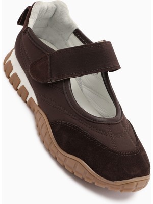 Limoya Nora Kahve Kürklü Cırt Cırtlı Spor Babet