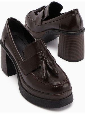 Limoya Juni Kahve Platform Topuklu Kadın Günlük Ayakkabı