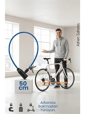 SHC4200 Bfs Çelik Örgü Kablo Kilit 5mm 50 cm Bisiklet Kilidi Motosiklet Kilidi Eşya Garaj Kilidi