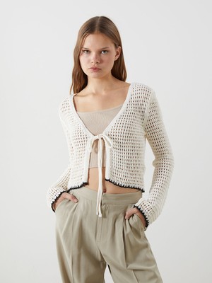 Lc Waikiki Yeni Sezon V Yaka Ajurlu Kadın Triko Hırka