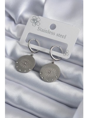 Eco Lounge 316L Çelik Gümüş Renk Göz Işleme Zirkon Taş Detay Kadın Küpe