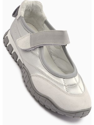 Limoya Nora Gri Kürklü Cırt Cırtlı Spor Babet