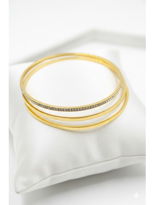 Ares 01 Store 3’lü Ajda Bilezik 65 mm – Taş Detaylı Şık ve Zarif Tasarım