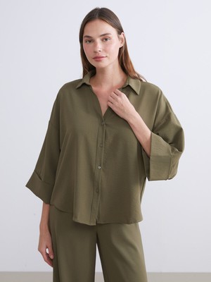 Lc Waikiki Yeni Sezon Dokulu Oversize Kadın Gömlek