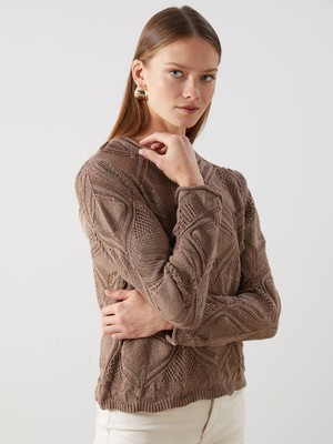 Lc Waikiki Yeni Sezon Bisiklet Yaka Ajurlu Kadın Triko Kazak