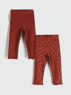 Lc Waikiki Yeni Sezon Beli Lastikli Çiçekli Kız Çocuk Tayt 2'li