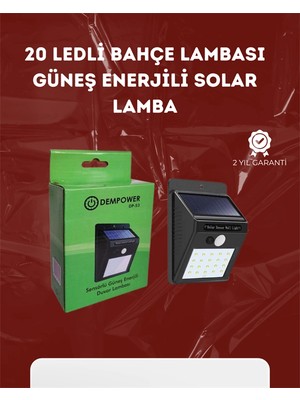 Su Geçirmez 20 LED Solar Aydınlatma | Dış Mekan Için Pır Hareket Sensörü Ile Akıllı Işık