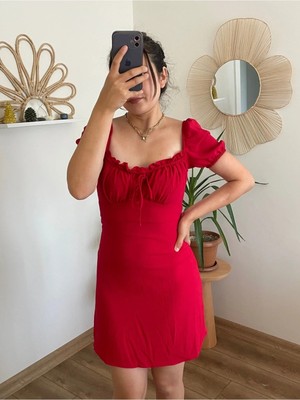 Nihanello Butik Kırmızı Mini Elbise