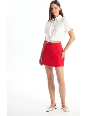 Lc Waikiki Yeni Sezon Kadın Beli Fermuarlı Düz Şortlu Etek