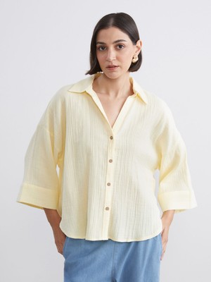 Lc Waikiki Yeni Sezon Dokulu Oversize Kadın Gömlek