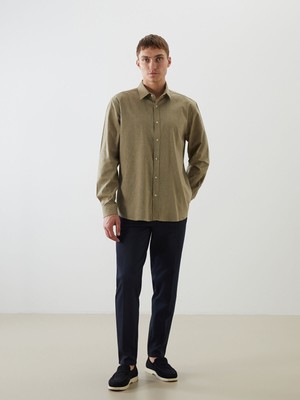 Lc Waikiki Yeni Sezon Regular Fit Uzun Kollu Keten Karışımlı Erkek Gömlek