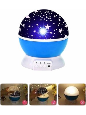 Yıldızlı Gece Lambası Mor Projeksiyon Görünümlü Masa Lambası Renk Değiştirebilen