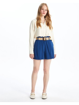 Lc Waikiki Yeni Sezon Beli Kemerli Keten Karışımlı Kadın Şort