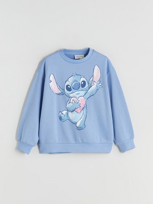 Lc Waikiki Yeni Sezon Bisiklet Yaka Stitch Baskılı Kız Çocuk Sweatshirt