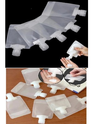 Pazarcan 5 Adet Şeffaf Sıvı Kozmetik Çantaları Seyahat Losyon Şampuan Yüz Kremi El Sabunu Ambalajı