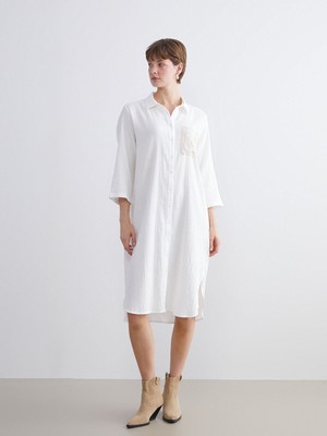 Lc Waikiki Yeni Sezon Dokulu Kroşe Detaylı Gömlek Elbise