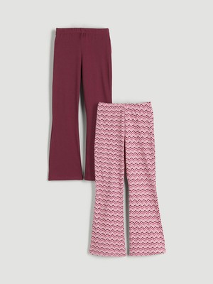 Lc Waikiki Yeni Sezon Beli Lastikli Ispanyol Paça Kız Çocuk Tayt 2'li