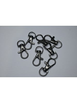 Orhan Çanta 1 cm Balık Kanca Siyah Nikel (Antrasit) - Metal Çanta ve Cüzdan Askı Klipsi - 10 Adet
