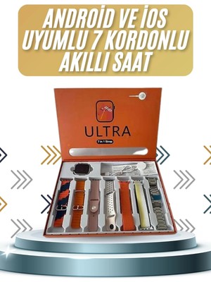 İntora 7 Kordonlu Akıllı Saat Plastik Kordon Hasır Kordon Çelik Kordon