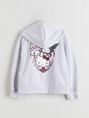 Lc Waikiki Yeni Sezon Kapüşonlu Hello Kitty Baskılı Kız Çocuk Fermuarlı Sweatshirt