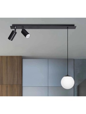 Rsylight Retro Masa Üstü 3 Lü 180DERCE Ledli Beyaz Opal Camlı Sarkıt LED Spot Günışığı Ampüllü