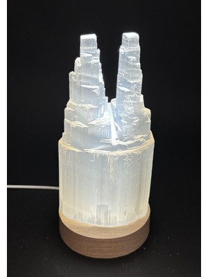 Gemsartdeco Selenit Doğaltaş Twin Tower Lamba 15 cm