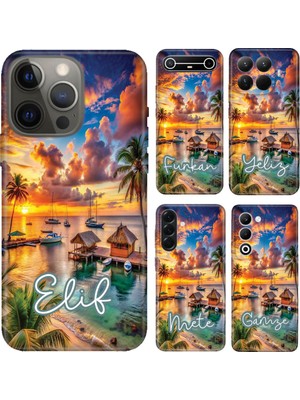 Nurdic Huawei Honor 200 400 Pro Magic 7 8 Lite Kılıf Isim Yazılı Beach Summer