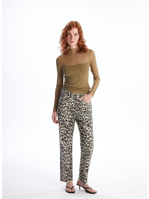 Lc Waikiki Yeni Sezon Leopar Desenli Straight Fit Kadın Jean Pantolon