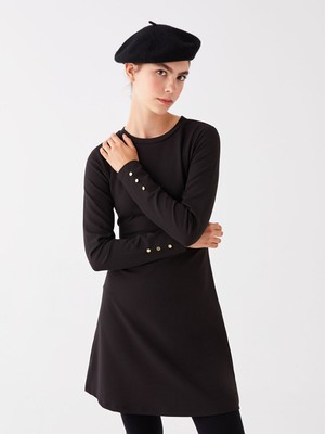 Lc Waikiki Yeni Sezon Bisiklet Yaka Düz Uzun Kollu Elbise