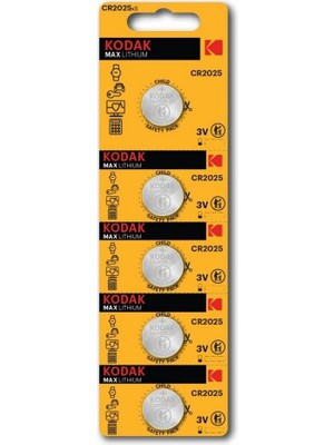 Twin Store Kodak 5 Adet CR2025 Lityum Para Pil 3V Kapasite ile Uzun Ömürlü Güç Kaynağı