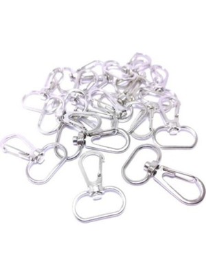 Orhan Çanta 30 Adet 2,5 Cm Gümüş Makrome Anahtarlık Aparatı  Telli Kanca Anahtarlık Klipsi Halkası