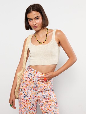 Lc Waikiki Yeni Sezon U Yaka Düz Askılı Kadın Triko Crop