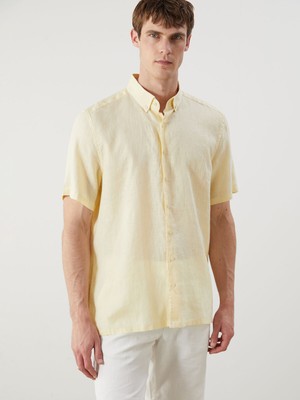 Lc Waikiki Yeni Sezon Regular Fit Kısa Kollu %100 Keten Erkek Gömlek