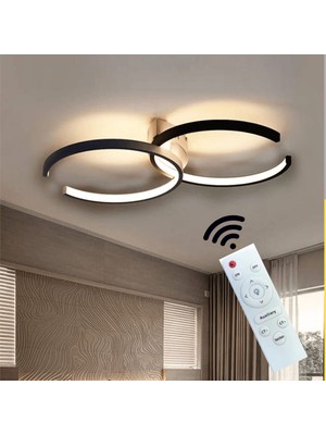 Hevsel Beyaz Gövde, Kumandalı ve 3 Renk Işık, Ters C Plafonyer Led Avize